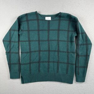 Your‎ Neighbors Green Plaid Long Sleeve Cotton Blend Sweater Womens Size L